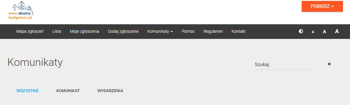 Lista komunikatów